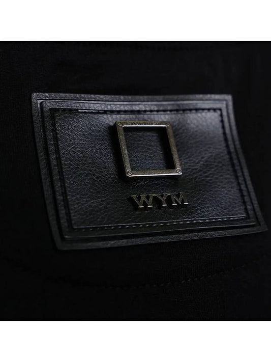 Women s Leather Patch Short Sleeve T Shirt Black M241TS02716B - WOOYOUNGMI - BALAAN 2