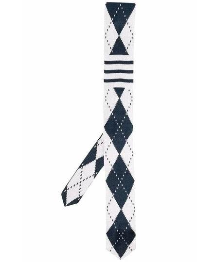 Argyle Pattern 4 Bar Silk Tie Navy - THOM BROWNE - BALAAN 2