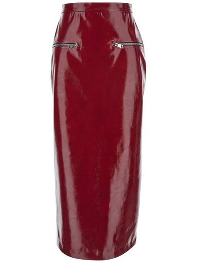 Patent leather midi H line skirt red - MSGM - BALAAN 2