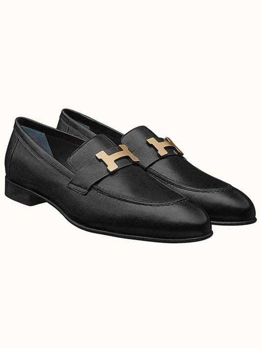 Men's H Logo Paris Loafer Black - HERMES - BALAAN.