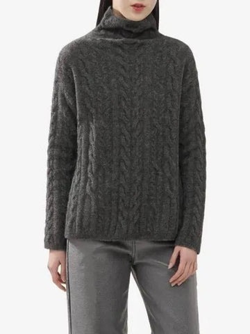 Lappole Wool Cable Knit Turtleneck Charcoal - S MAX MARA - BALAAN 1