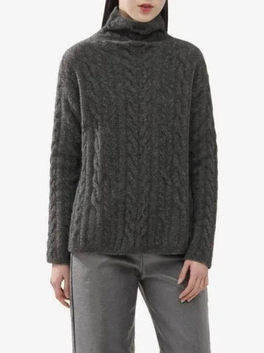 Max Mara Lapollet high neck wool cable knit charcoal 93660833600001 - S MAX MARA - BALAAN 1