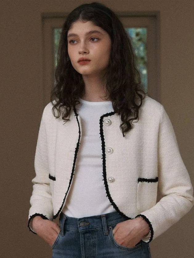 Esther Tweed Cropped Jacket Ivory - LETTER FROM MOON - BALAAN 6