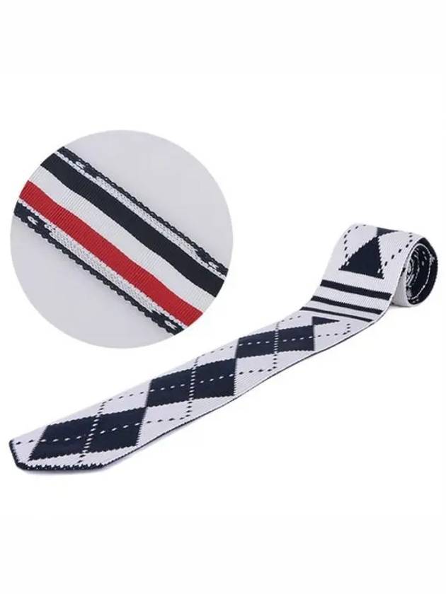 Argyle Pattern 4 Bar Silk Tie Navy - THOM BROWNE - BALAAN 2