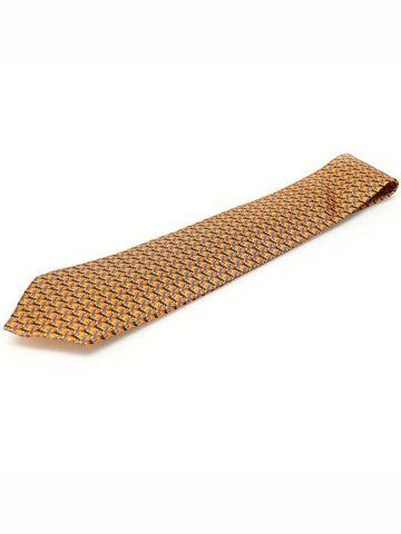 005638T 100 silk orange horse tie - HERMES - BALAAN 1