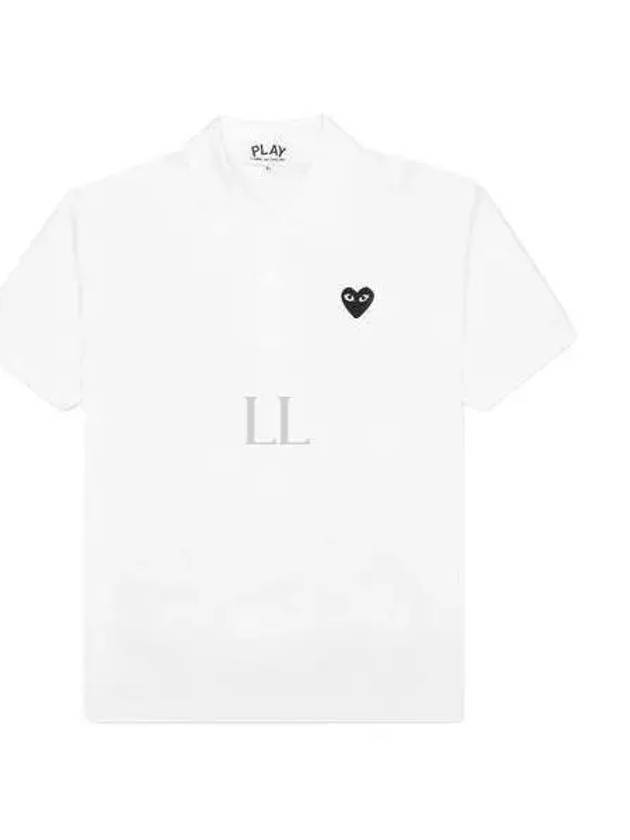 Men's Black Heart Waffen Short Sleeve Polo Shirt White - COMME DES GARCONS - BALAAN 2