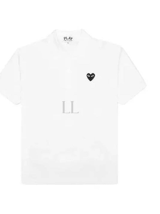 Men's Black Heart Waffen Short Sleeve Polo Shirt White - COMME DES GARCONS - BALAAN 2