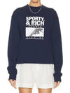 Motion Club Crew Neck Cotton Sweatshirt Navy - SPORTY & RICH - BALAAN 3