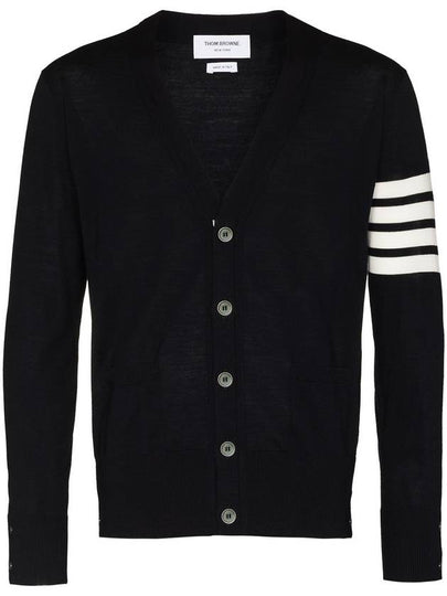 Men's Sustainable Classic Diagonal Wool Cardigan Navy - THOM BROWNE - BALAAN 2