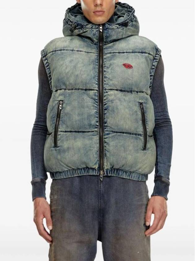 W Mons SL Faded Denim Padding Vest Blue - DIESEL - BALAAN 4