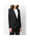 Women's Single Breasted Blazer Virgin Wool Jacket Black - SAINT LAURENT - BALAAN 3