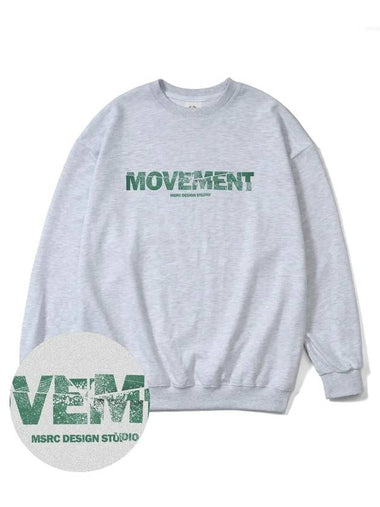 Broken Jade Green Overfit Sweatshirt Melange Grey - MONSTER REPUBLIC - BALAAN 1