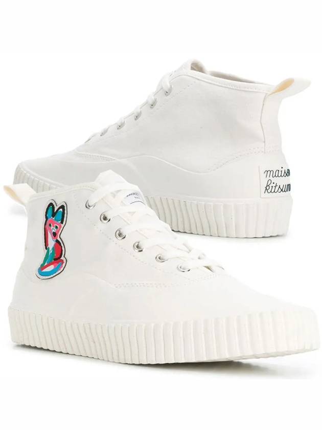 Fox Patch High Top Sneakers White - MAISON KITSUNE - BALAAN.