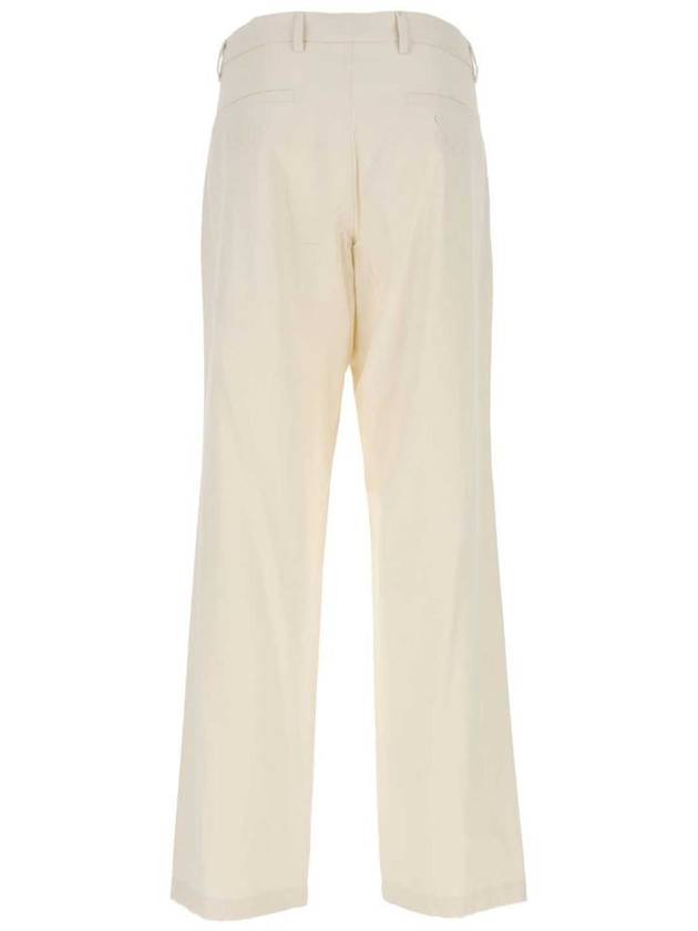 Men's Triangle Logo Cotton Wide Pants Ivory - PRADA - BALAAN 3