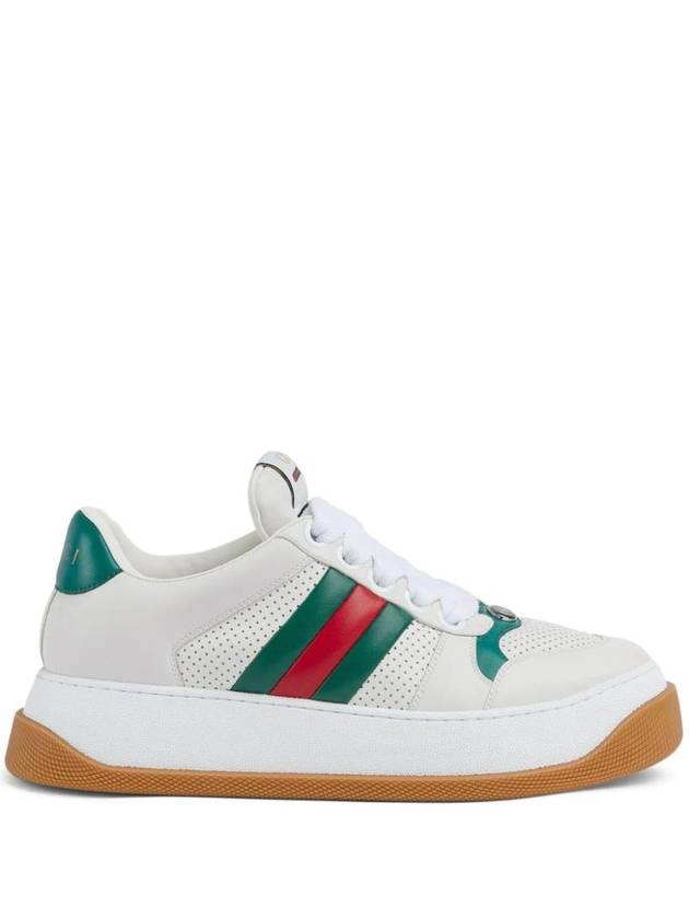 Screener Web Leather Low Top Sneakers White - GUCCI - BALAAN 1