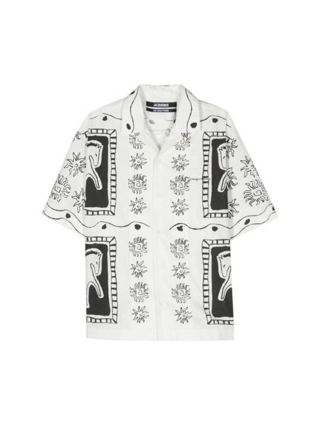 Allover Print Bowling Cotton Short Sleeve Shirt White Black - JACQUEMUS - BALAAN 1