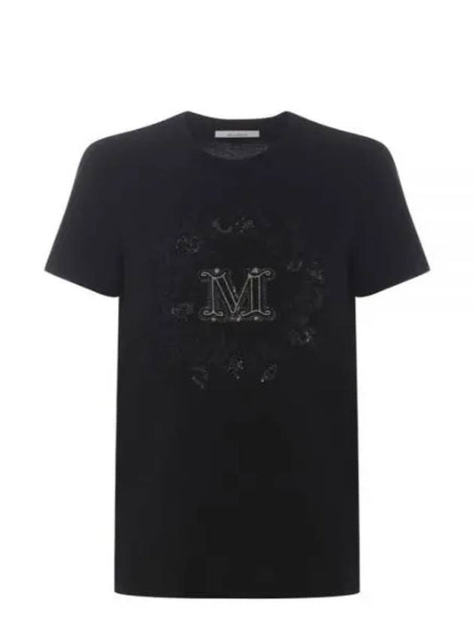 Elmo Pocket Cotton Short Sleeve T-Shirt Black - MAX MARA - BALAAN 2