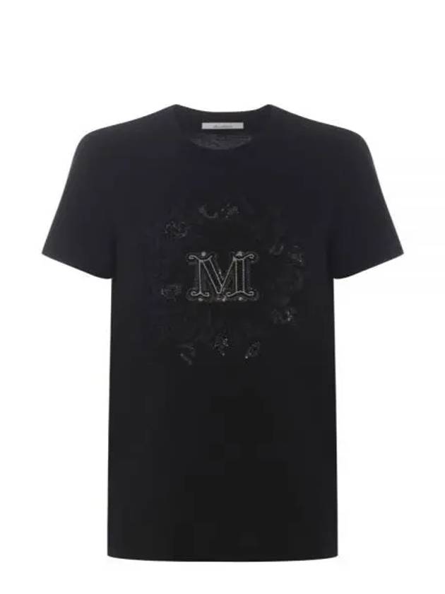 Women's Elmo Logo Detail Short Sleeve T-Shirt Black - MAX MARA - BALAAN 2