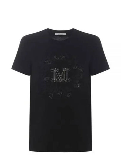 Women's Elmo Logo Detail Short Sleeve T-Shirt Black - MAX MARA - BALAAN 2