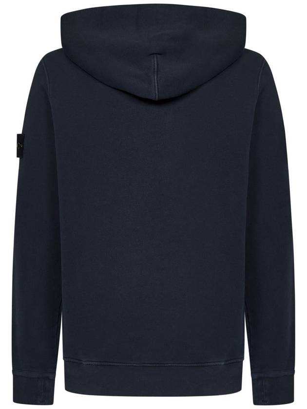 Old Effect Cotton Diagonal Fleece Hoodie Navy - STONE ISLAND - BALAAN 3