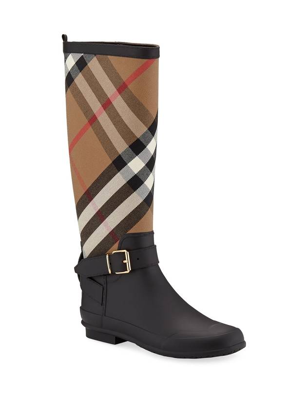 Detail House Check Rubber Rain Boots Black Archive Beige - BURBERRY - BALAAN 1