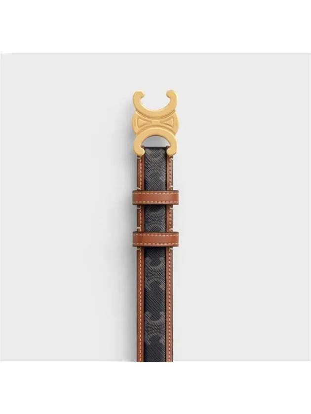 Women's Medium Triomphe Canvas Calfskin Belt Brown - CELINE - BALAAN 4