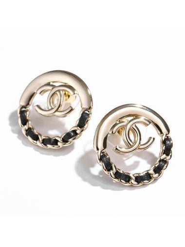 Women's CC Logo Circle Chain Earrings Black Gold - CHANEL - BALAAN 1