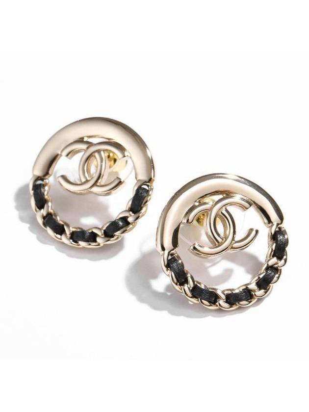 Women s CC Logo Circle Chain Earrings Black Gold - CHANEL - BALAAN 1