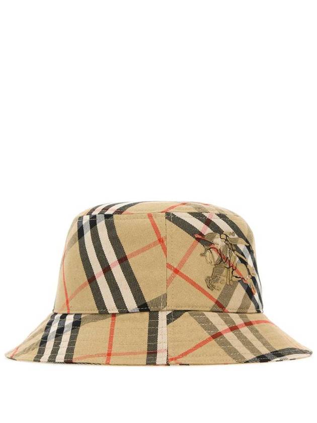 Check Cotton Blend Bucket Hat Beige - BURBERRY - BALAAN 3