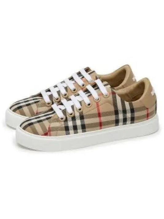 Vintage Check and Leather Sneakers Archive Beige - BURBERRY - BALAAN 2