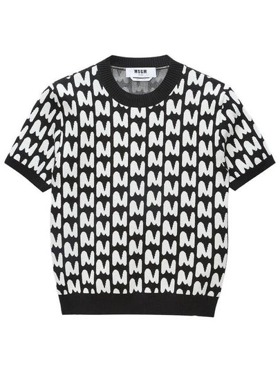 Jacquard TheMwave Short Sleeve Knit Top Black - MSGM - BALAAN 2