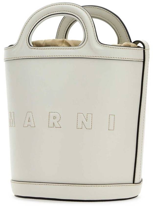 Tropicalia Leather Small Bucket Bag White - MARNI - BALAAN 3