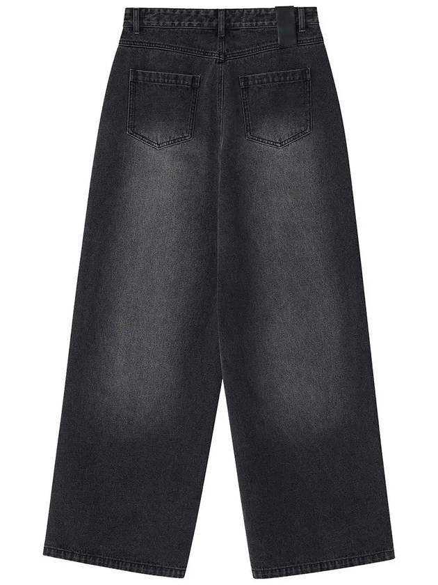 Black Cat Washing Wide Jeans Pants Black - NOIRER - BALAAN 5