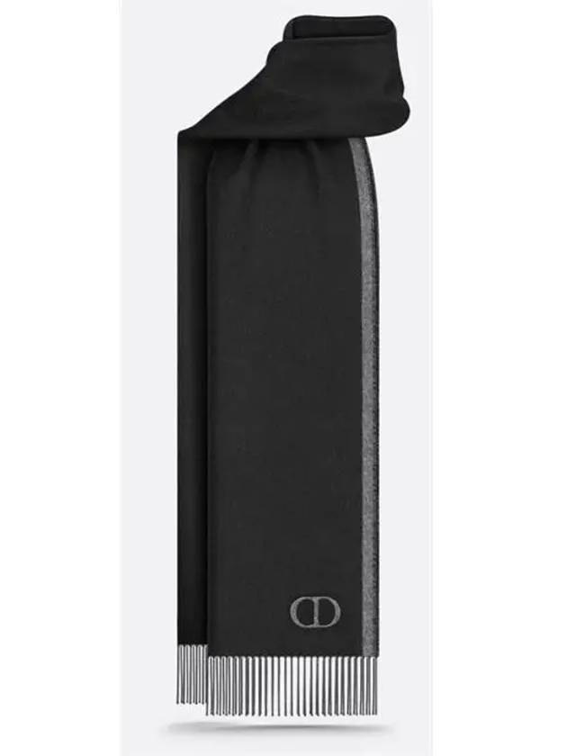 Essentials Double Sided CD Icon Silk Muffler Grey Black - DIOR - BALAAN 3