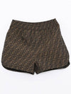 Canvas Jacquard Logo Shorts Brown - FENDI - BALAAN 3