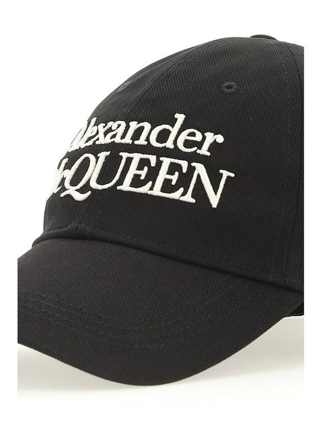 Signature Embroidered Logo Ball Cap White Black - ALEXANDER MCQUEEN - BALAAN 5