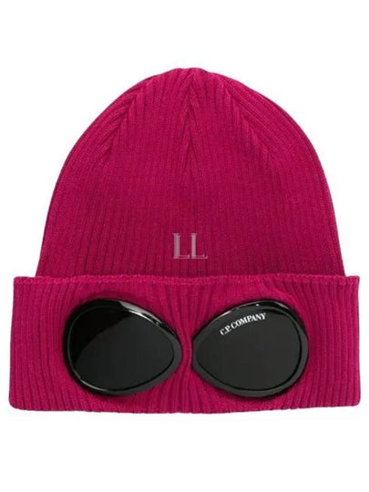 Goggle Detail Ribbed Beanie Pink - CP COMPANY - BALAAN 2