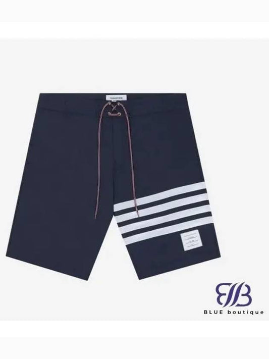 Embroidered Drawstring Cotton Shorts Navy - THOM BROWNE - BALAAN 2