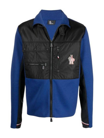 Grenoble Men's Panel Logo Patch Zip-up Jacket Blue Black - MONCLER - BALAAN.