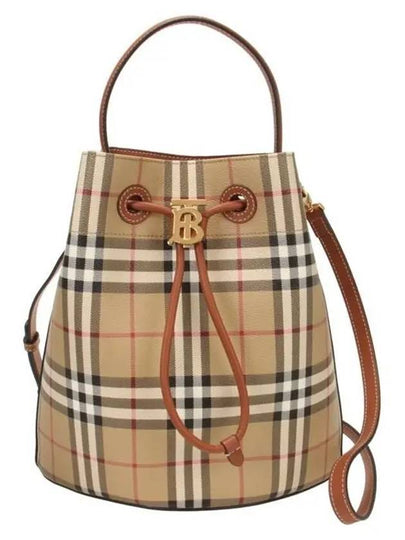 TB Leather Small Bucket Bag Beige - BURBERRY - BALAAN 2