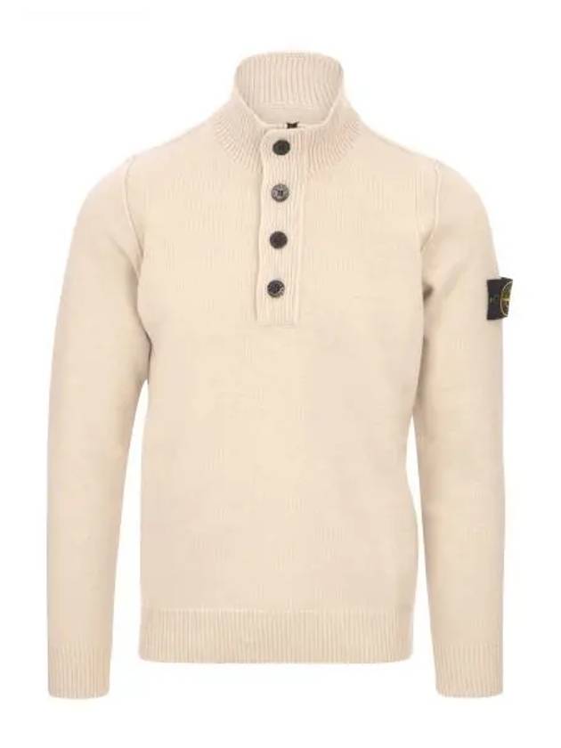 Wappen Patch Half Button Lambswool Knit Top Plaster - STONE ISLAND - BALAAN 2