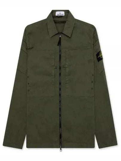 Stretch Cotton Gabardine Over Long Sleeve Shirt Green - STONE ISLAND - BALAAN 2