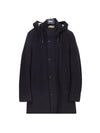 Regular Fit Hooded Wool Single Coat Navy - HERNO - BALAAN 2