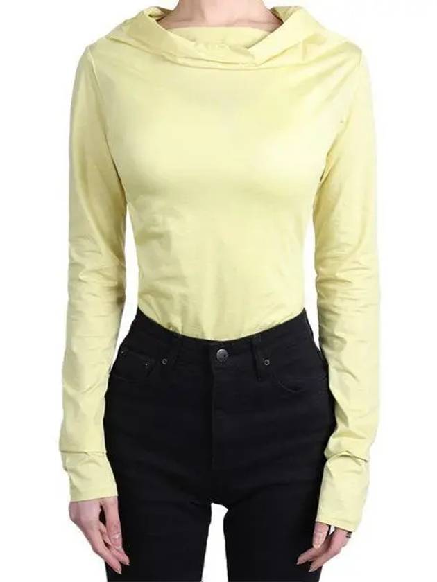 Women's Off The Shoulder Long Sleeve T-Shirt Yellow Cream - LEMAIRE - BALAAN 2