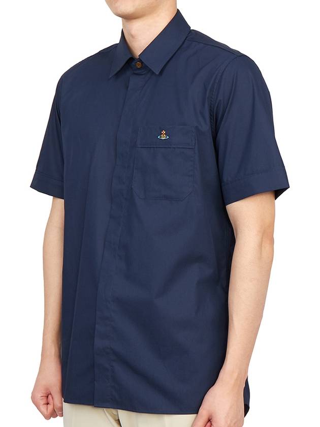 Men's Logo Classic Short Sleeve Shirt Navy - VIVIENNE WESTWOOD - BALAAN 3