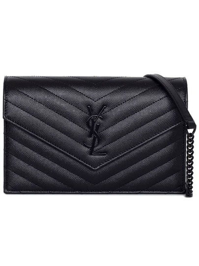 Monogram Envelope Chain Small Wallet Cross Bag Black - SAINT LAURENT - BALAAN 2