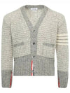 Mohair Tweed 4-Bar Classic V-neck Cardigan Light Grey - THOM BROWNE - BALAAN 2