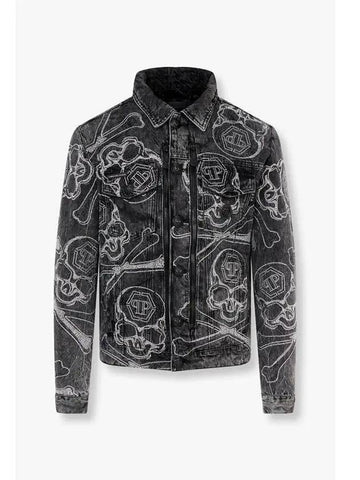 Crystal skull denim jacket dark gray - PHILIPP PLEIN - BALAAN 1