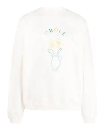 Le Sweatshirt Pot de Fleurs BSW117CO001 CREAM flower embroidery - DROLE DE MONSIEUR - BALAAN 1