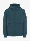 Men's Wappen Patch Softshell Zip Up Hoodie Dark Green - STONE ISLAND - BALAAN 2